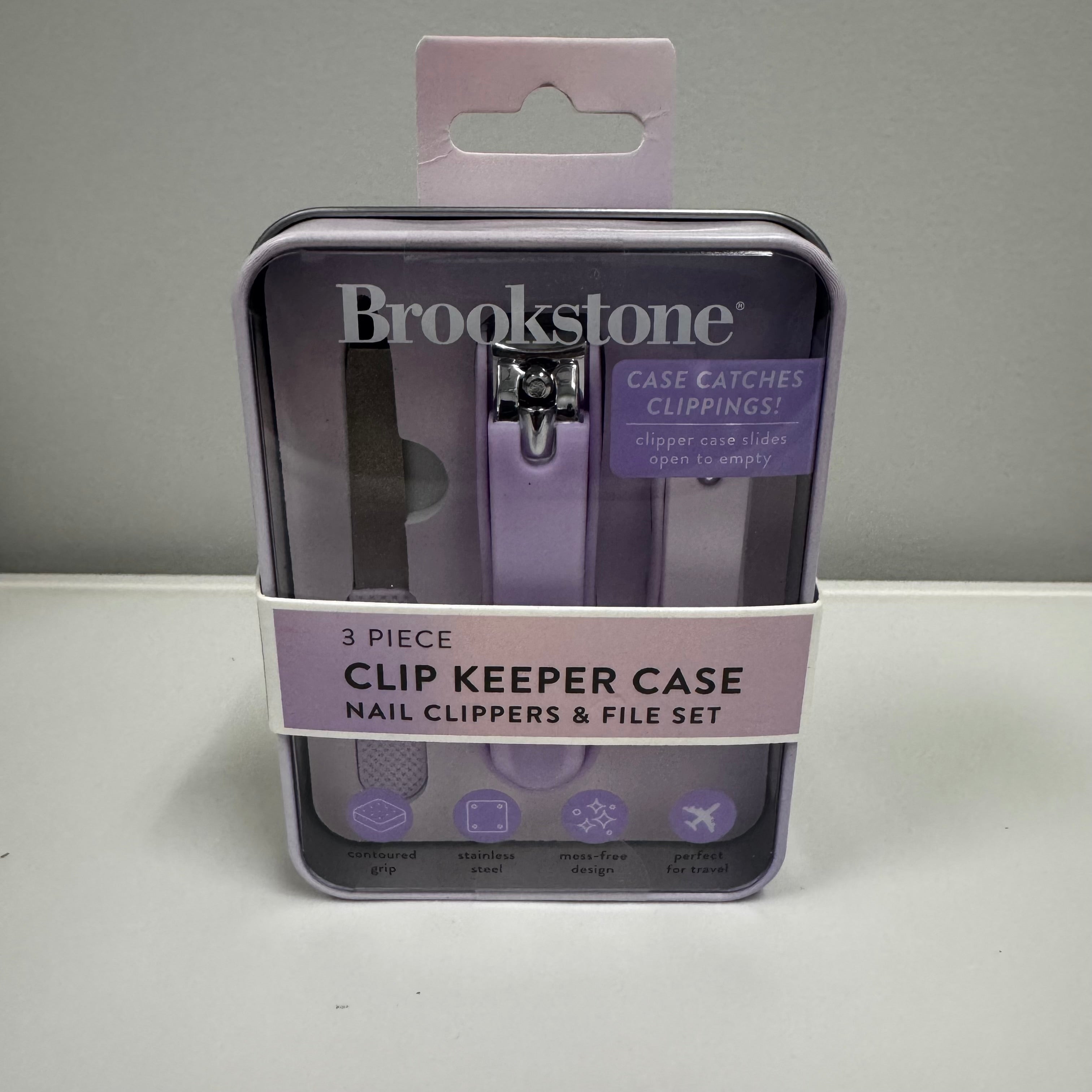 Brookstone – Clip Keeper Case 3‑Piece Nail Clippers & File Set