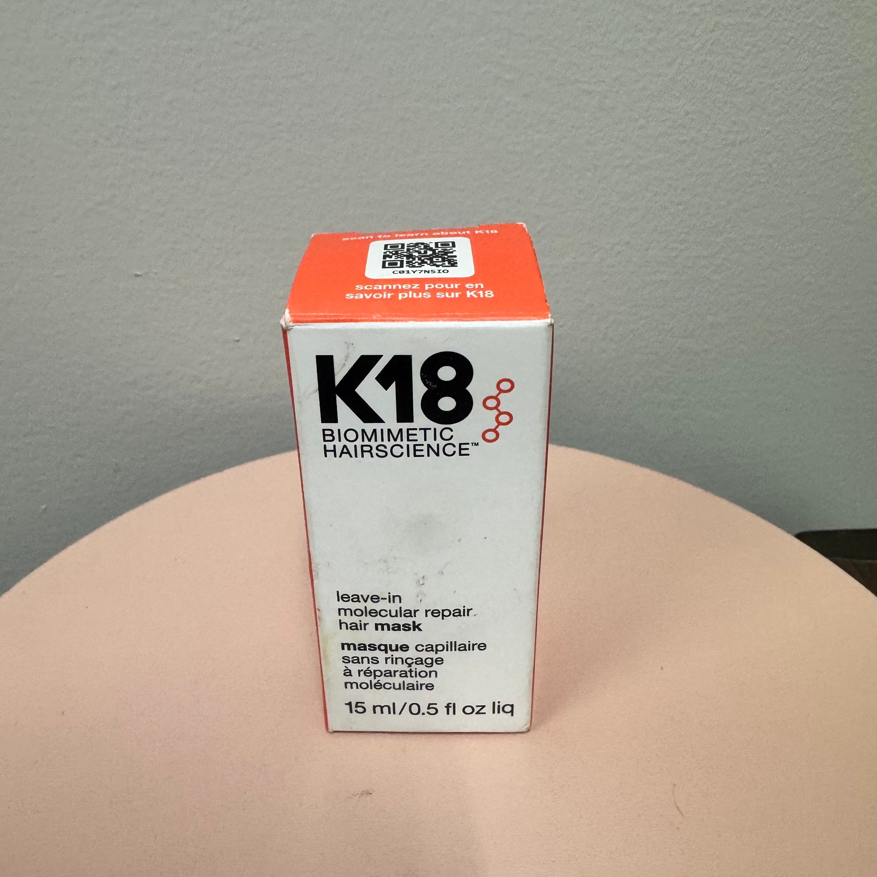 K18 Biomimetic Hairscience Leave‑In Molecular Repair Hair Mask (15 mL / 0.5 fl oz)