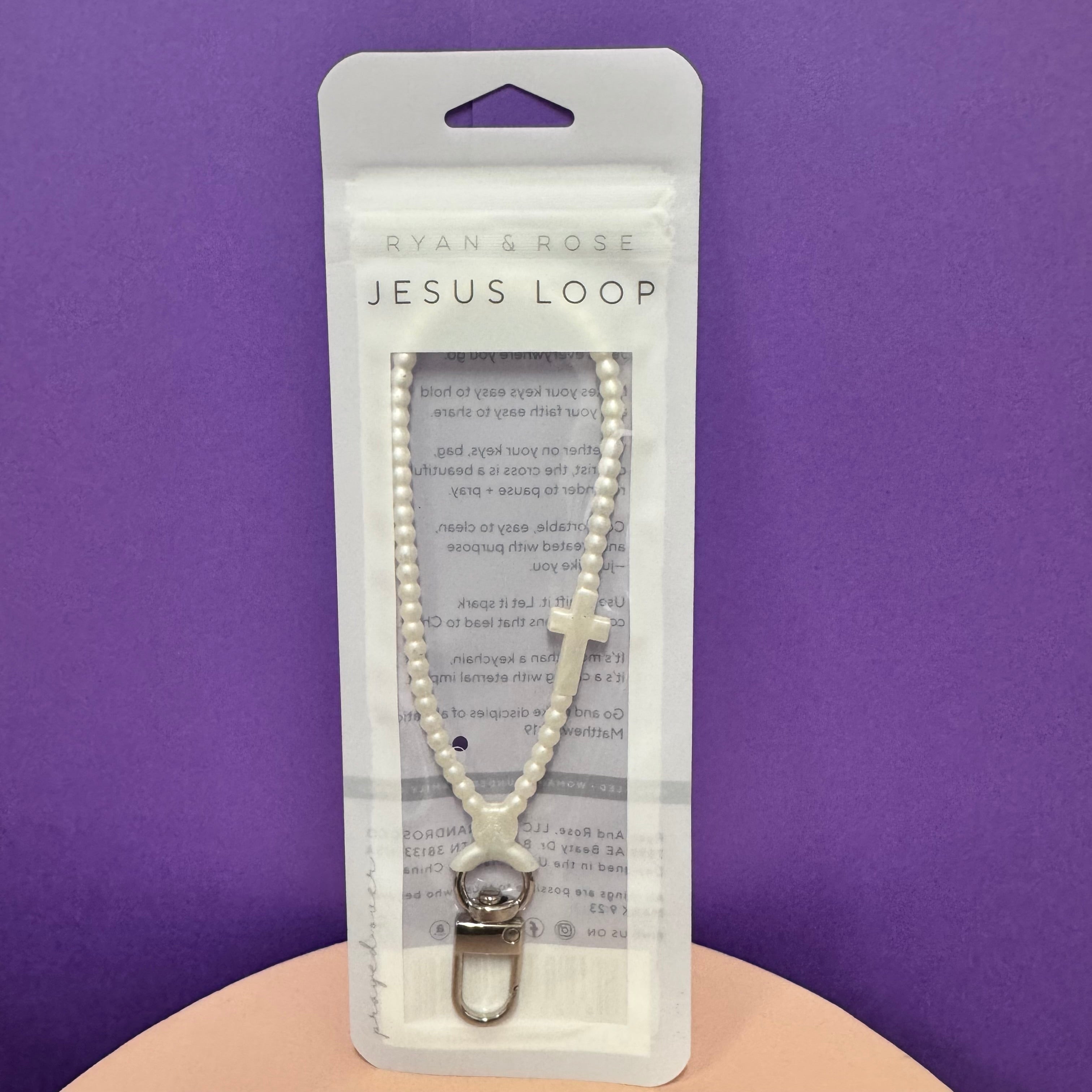 Ryan & Rose Jesus Loop (White Beaded Cross Clip)