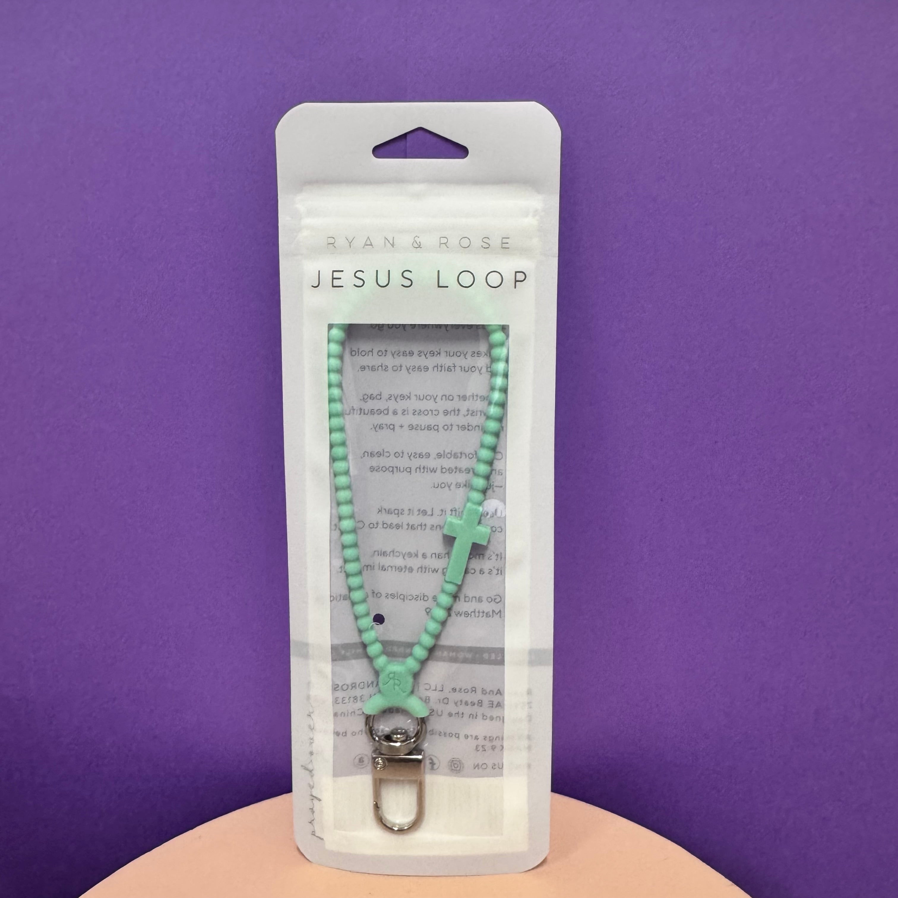 Ryan & Rose Jesus Loop (Mint Beaded Cross Clip)
