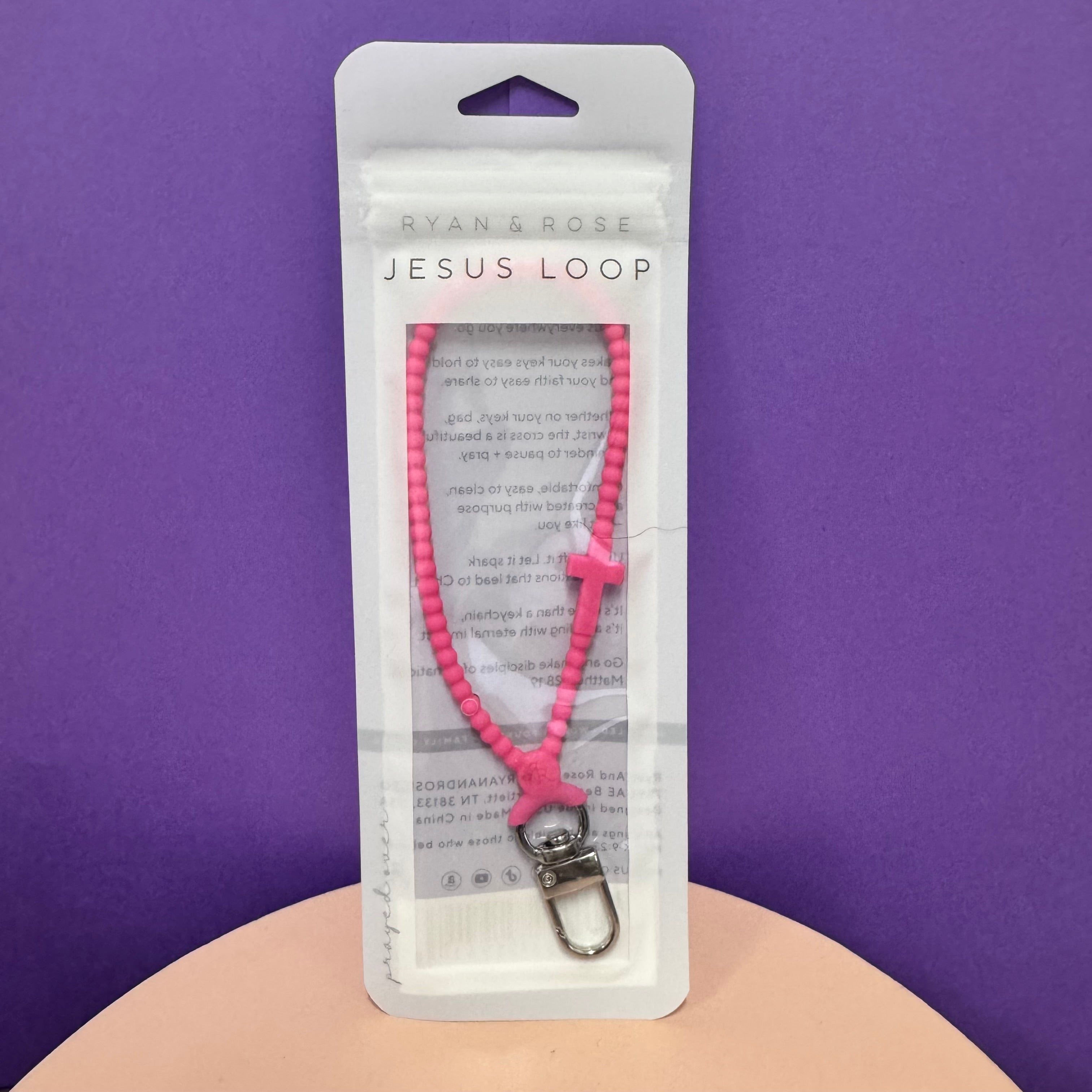 Ryan & Rose Jesus Loop (Hot Pink Beaded Cross Clip)