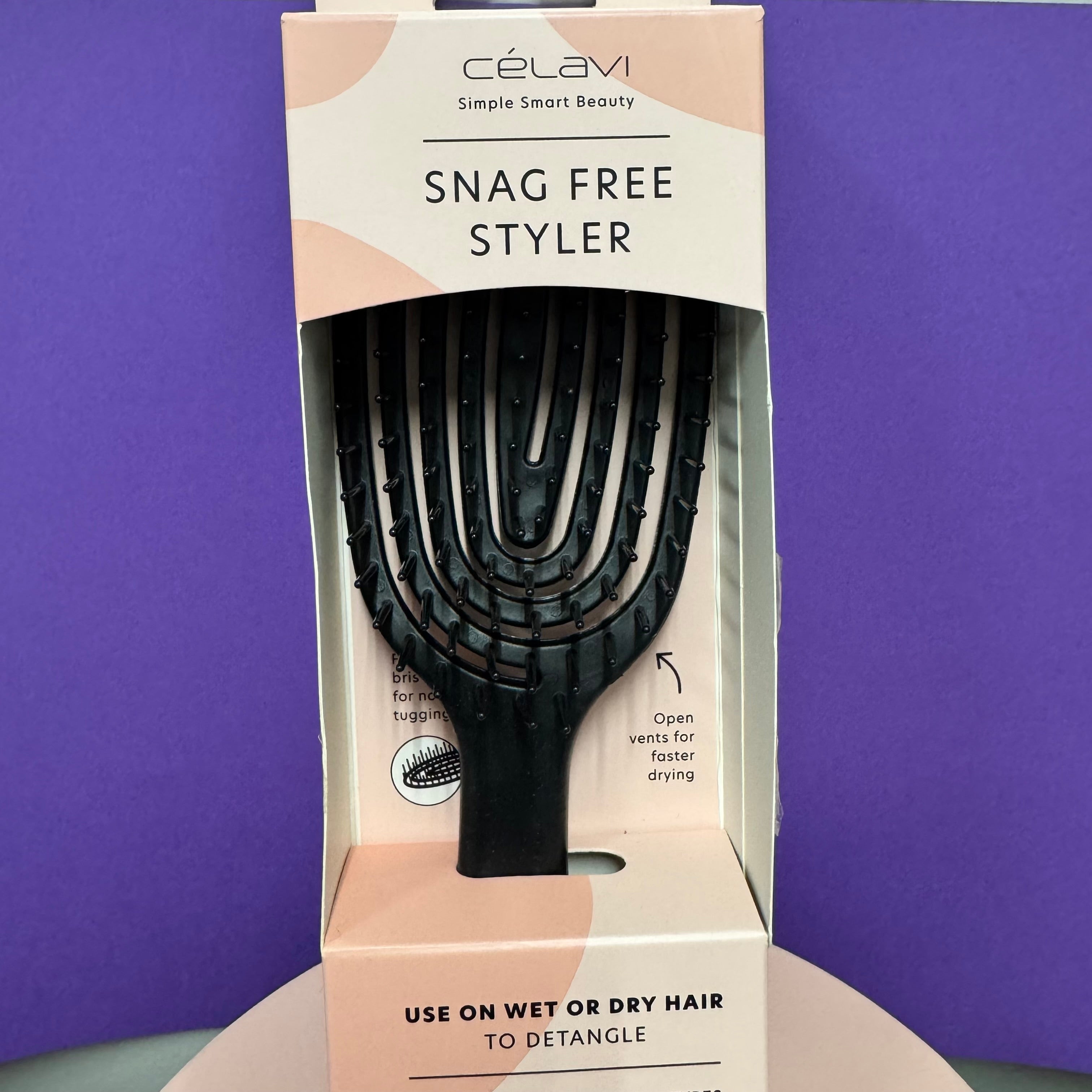 Célavi Snag‑Free Styler – Vented Detangling Brush for Wet or Dry Hair
