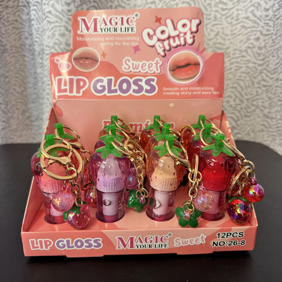 Magic Your Life Color Fruit Sweet Lip Gloss Keychain (1 Count)